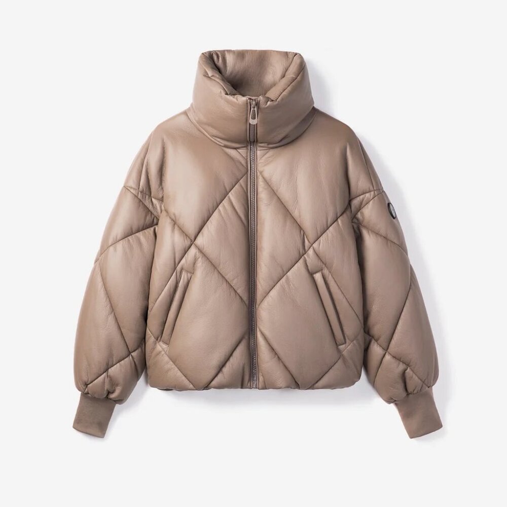 Mocha Vegan Leather Puffer